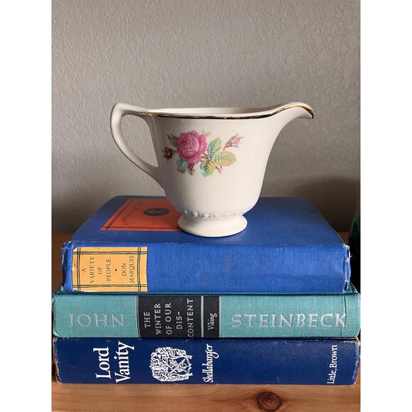 Antique Blue Book Stack: Vintage Teal Book Bundle, Steinbeck, Marquis - Picture 2 of 6